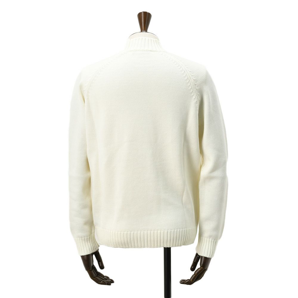 ザノーネZANONEモックネックニットメンズミドルゲージセーターLUPORAG5ゲージメリノウール素材オフホワイト白ラグランスリーブスリムフィット810188-ZR229国内正規品でらでら公式ブランド