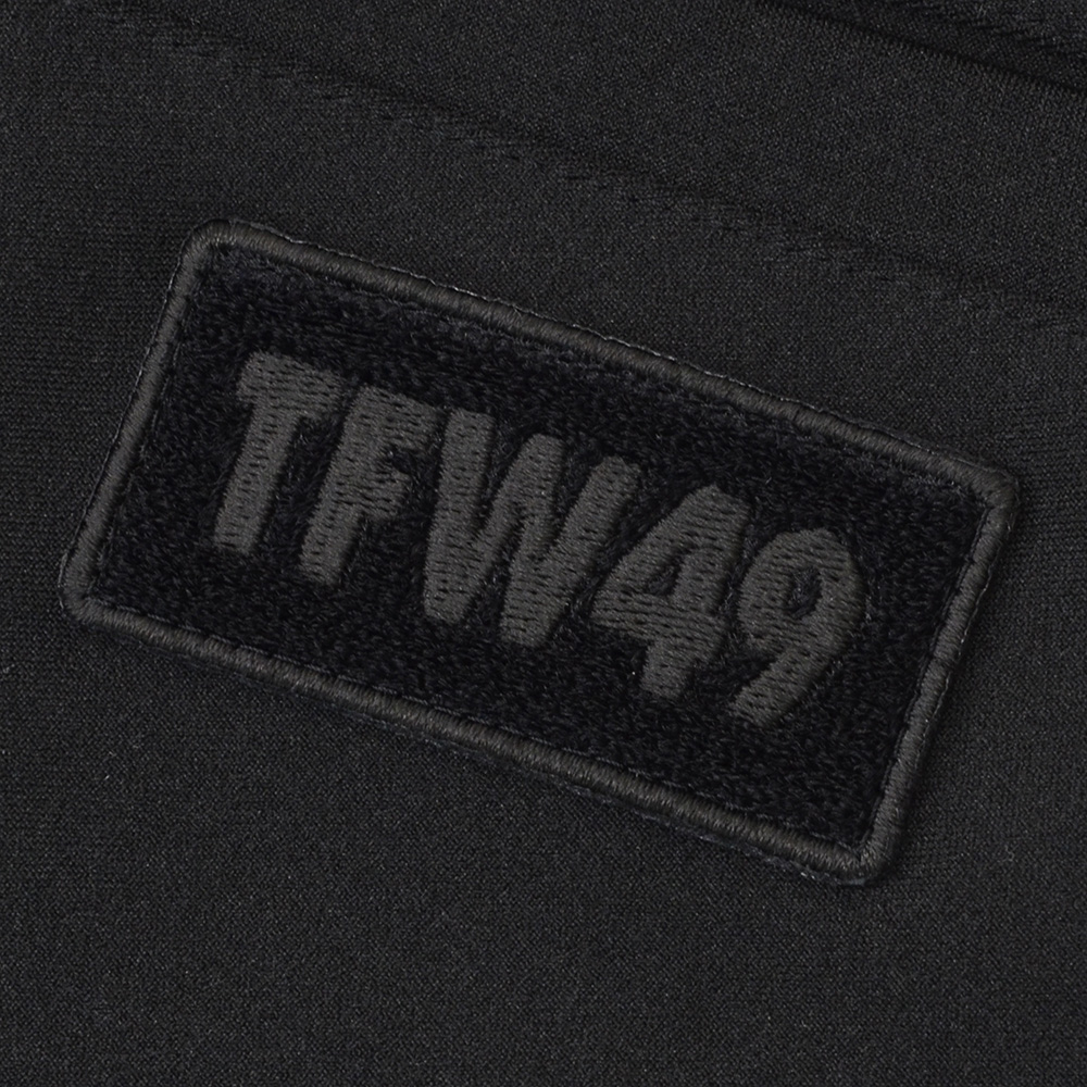 TFW49ティーエフダブリューフォーティーナイントラックパンツメンズジャージーパンツブラック黒配色パターン異素材切り替え2WAYキックバックUVカット吸水速乾多機能国内正規品でらでら公式ブランド