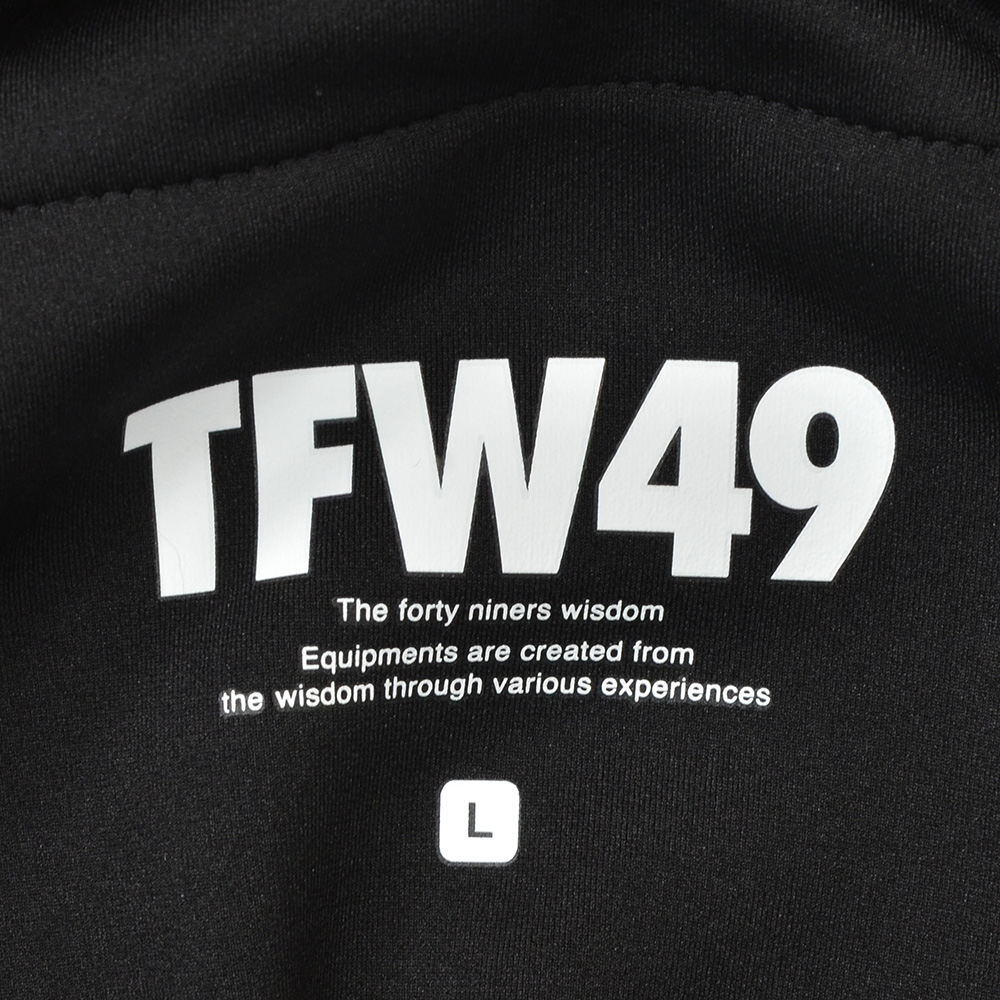 TFW49ティーエフダブリューフォーティーナイントラックパンツメンズジャージーパンツブラック黒配色パターン異素材切り替え2WAYキックバックUVカット吸水速乾多機能国内正規品でらでら公式ブランド