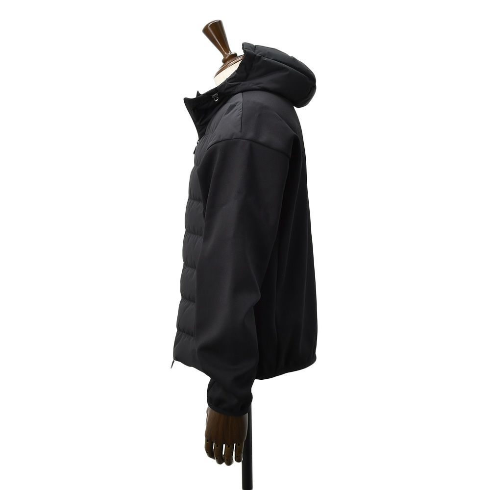 【ポイント8倍11/119:59まで】ヘルノHERNOハイブリッドダウンメンズJP000112Uポリエステルブラック黒切り替えデザイン一体型フードルーズフィット国内正規品でらでら公式ブランド