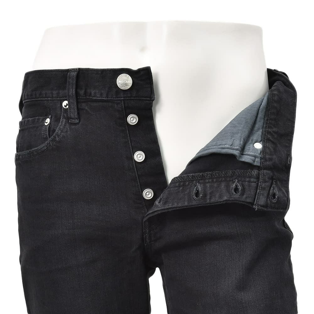 レッドカードトーキョーREDCARDTOKYOデニムパンツメンズストレートジーンズ当店別注モデルRhythmStraightリズムストレートブラックウォッシュ製品染めオリジナルロゴでらでら公式ブランド