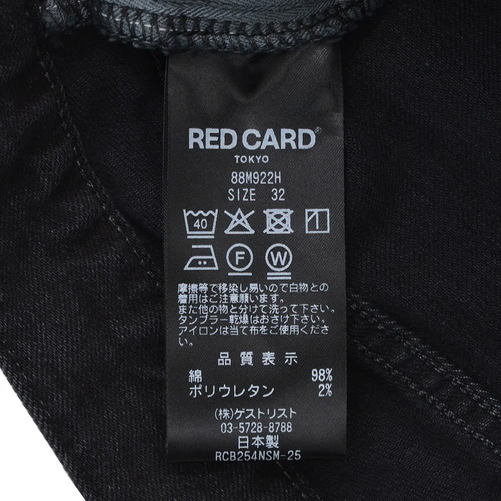 レッドカードトーキョーREDCARDTOKYOデニムパンツメンズストレートジーンズ当店別注モデルRhythmStraightリズムストレートブラックウォッシュ製品染めオリジナルロゴでらでら公式ブランド