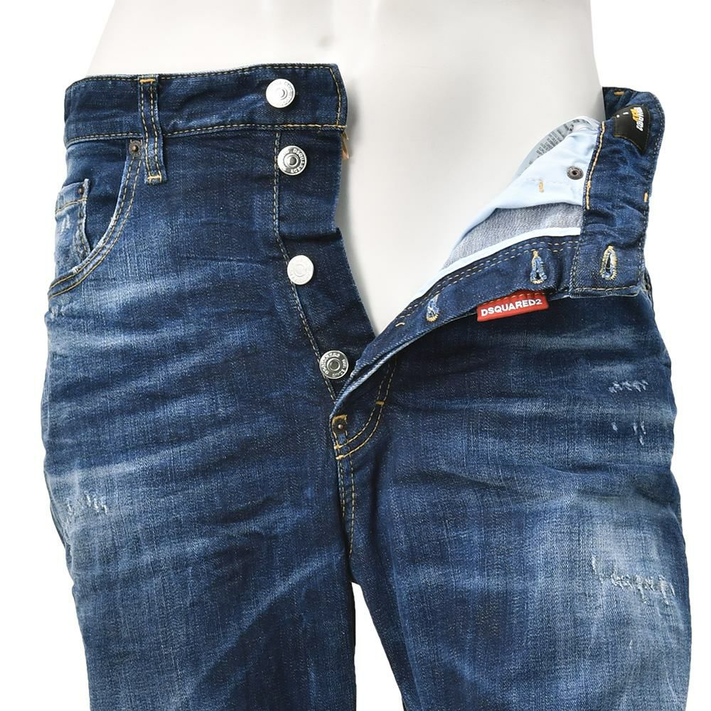 ディースクエアードDSQUARED2ダメージデニムメンズDUCATIコラボKawaiiJeansモデルコットンインディゴブルーウォッシュ国内正規品でらでら公式ブランド