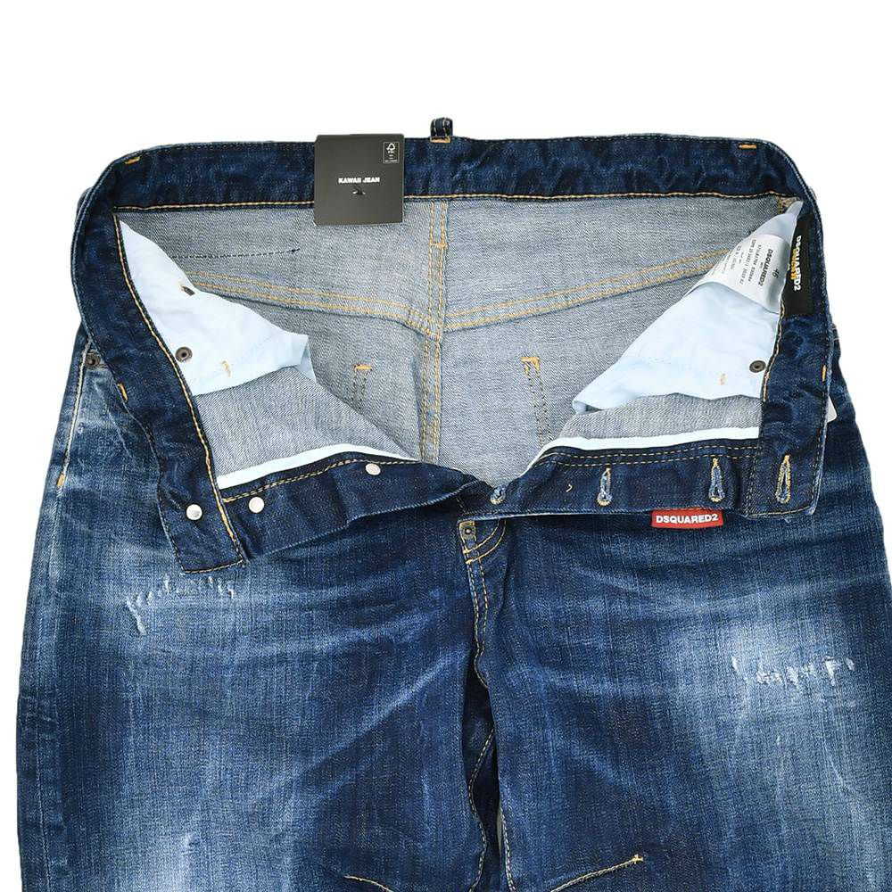 ディースクエアードDSQUARED2ダメージデニムメンズDUCATIコラボKawaiiJeansモデルコットンインディゴブルーウォッシュ国内正規品でらでら公式ブランド