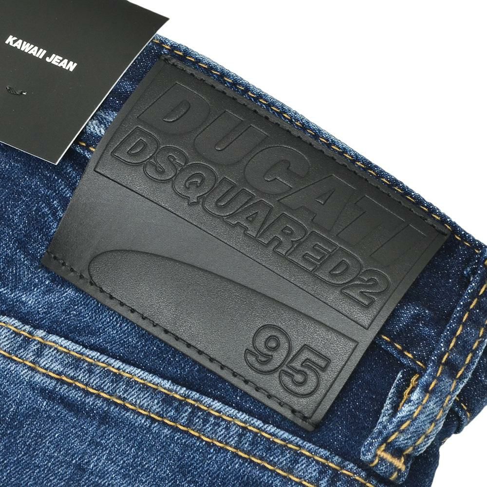 ディースクエアードDSQUARED2ダメージデニムメンズDUCATIコラボKawaiiJeansモデルコットンインディゴブルーウォッシュ国内正規品でらでら公式ブランド