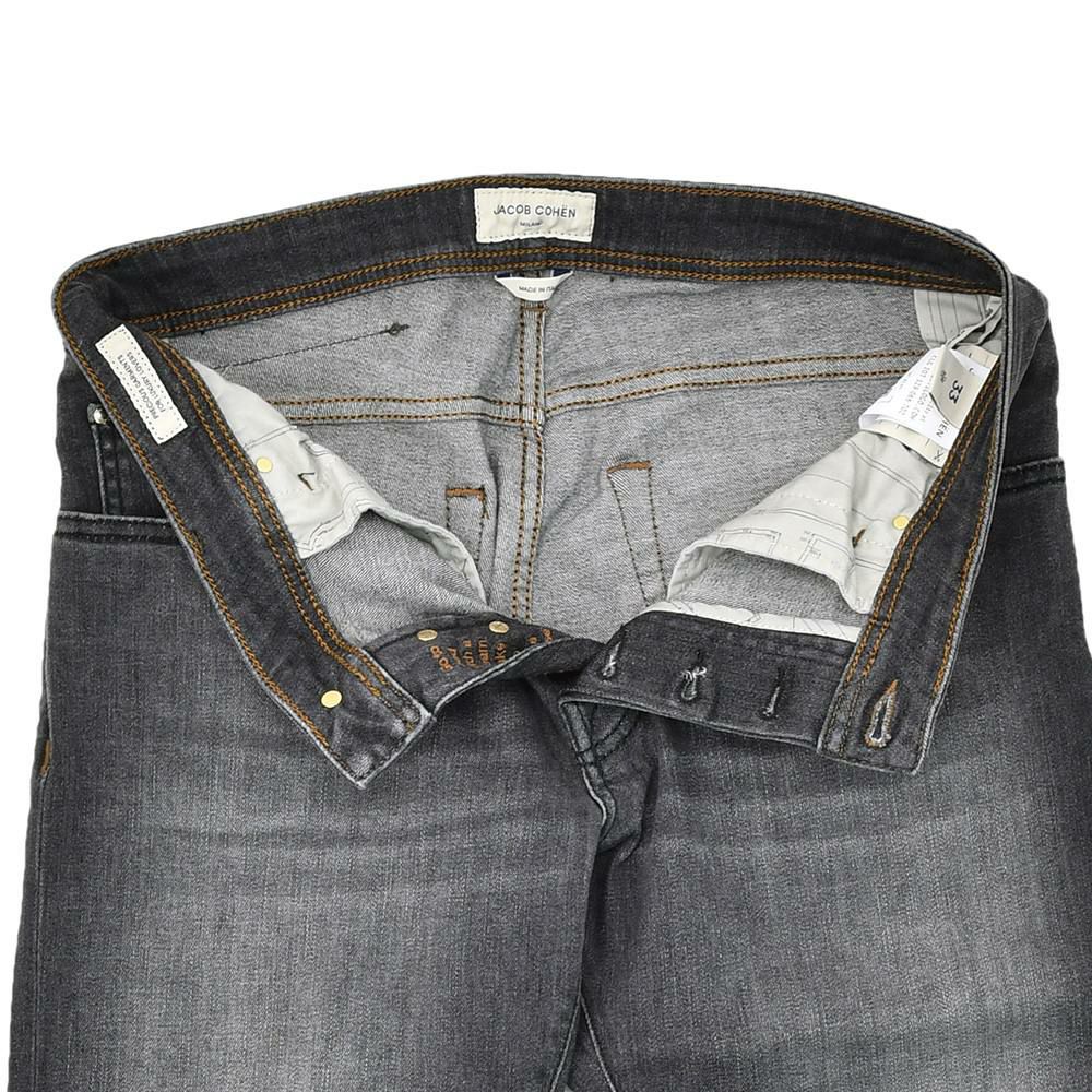 ヤコブコーエンJACOBCOHENストレッチデニムメンズNICKSLIMニックスリムコットンポリブラックウォッシュレザーバックパッチ国内正規品でらでら公式ブランド