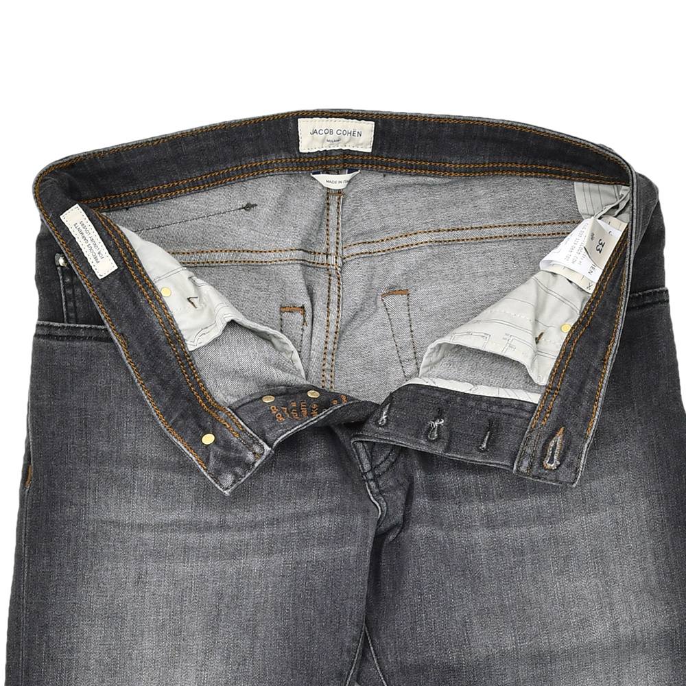 ヤコブコーエンJACOBCOHENストレッチデニムメンズNICKSLIMニックスリムコットンポリブラックウォッシュレザーバックパッチ国内正規品でらでら公式ブランド