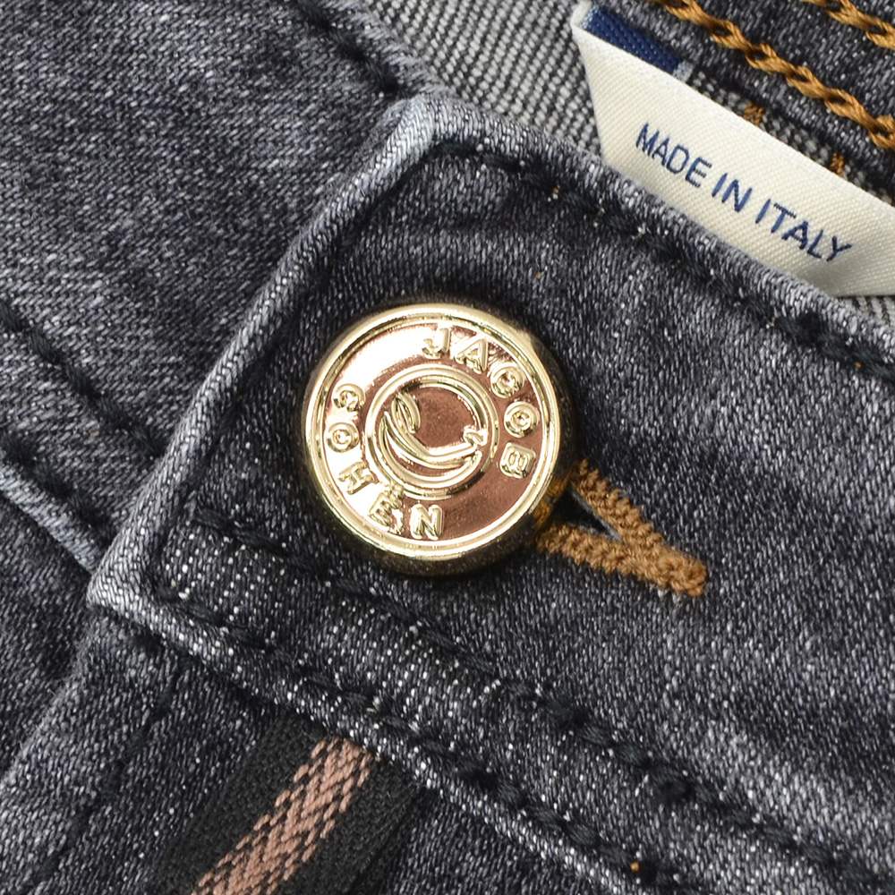 ヤコブコーエンJACOBCOHENストレッチデニムメンズNICKSLIMニックスリムコットンポリブラックウォッシュレザーバックパッチ国内正規品でらでら公式ブランド