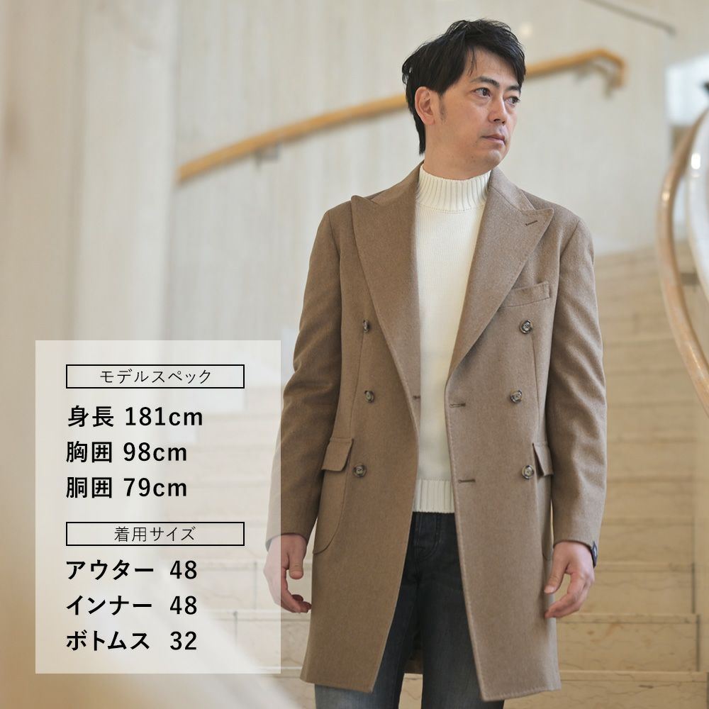 【ポイント8倍11/119:59まで】バルバBARBAダブルブレストコートメンズCLANGクランウールLoroPiana社製ファブリックキャメルミドル丈6つ釦国内正規品でらでら公式ブランド