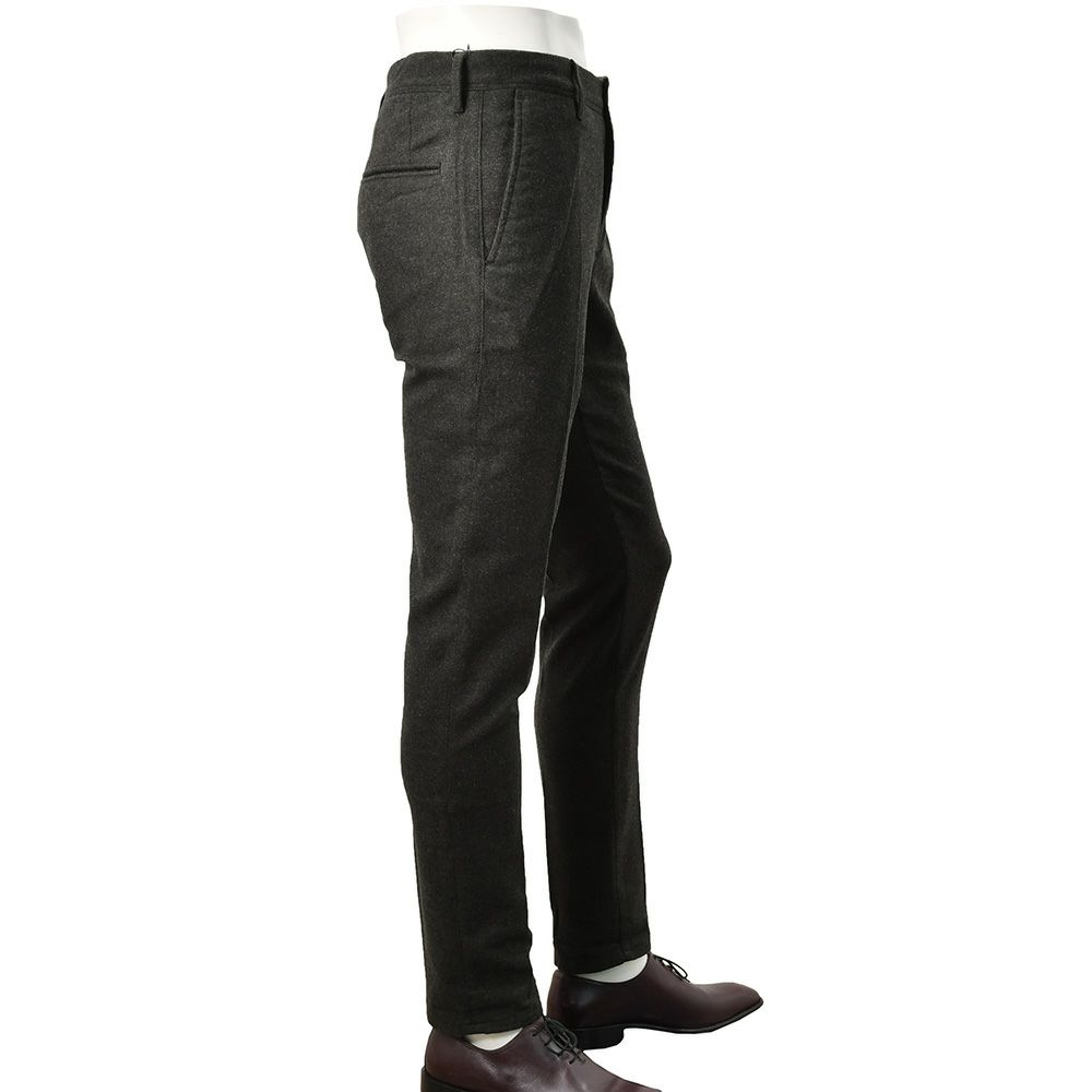 インコテックスINCOTEXウールスラックスメンズ100番ウールポリエステル混紡チャコールグレーノープリーツフランネル国内正規品でらでら公式ブランド