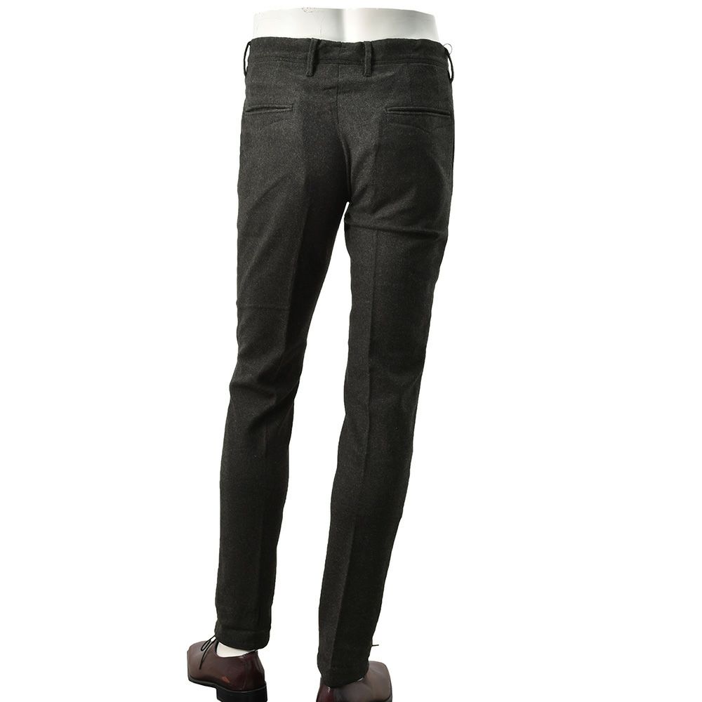 インコテックスINCOTEXウールスラックスメンズ100番ウールポリエステル混紡チャコールグレーノープリーツフランネル国内正規品でらでら公式ブランド