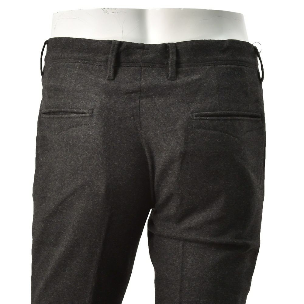 インコテックスINCOTEXウールスラックスメンズ100番ウールポリエステル混紡チャコールグレーノープリーツフランネル国内正規品でらでら公式ブランド