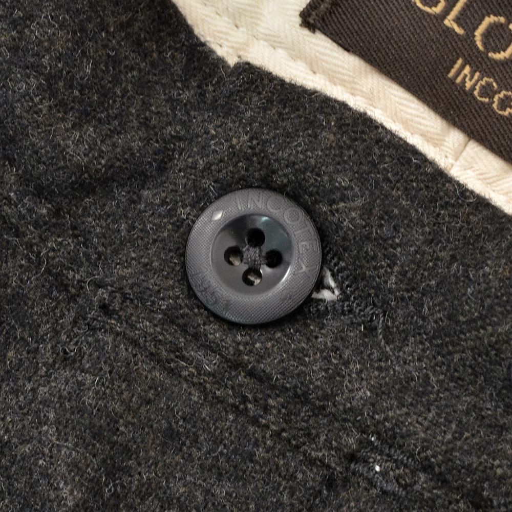 インコテックスINCOTEXウールスラックスメンズ100番ウールポリエステル混紡チャコールグレーノープリーツフランネル国内正規品でらでら公式ブランド