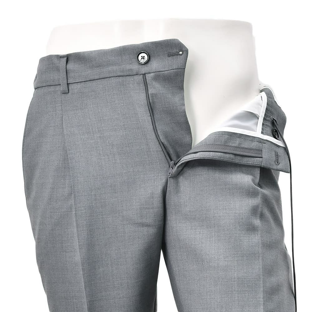 ビーエイブルBEABLEテーパードスラックスメンズイージーパンツRICCARDOリカルドウォッシャブルウール生地グレーメランジ1プリーツストレッチツイル国内正規品でらでら公式ブランド