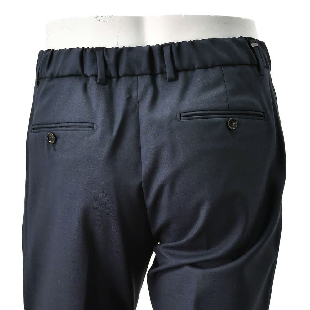 ビーエイブルBEABLEテーパードスラックスメンズイージーパンツRICCARDOリカルドウォッシャブルウール生地ネイビー紺1プリーツストレッチツイル国内正規品でらでら公式ブランド