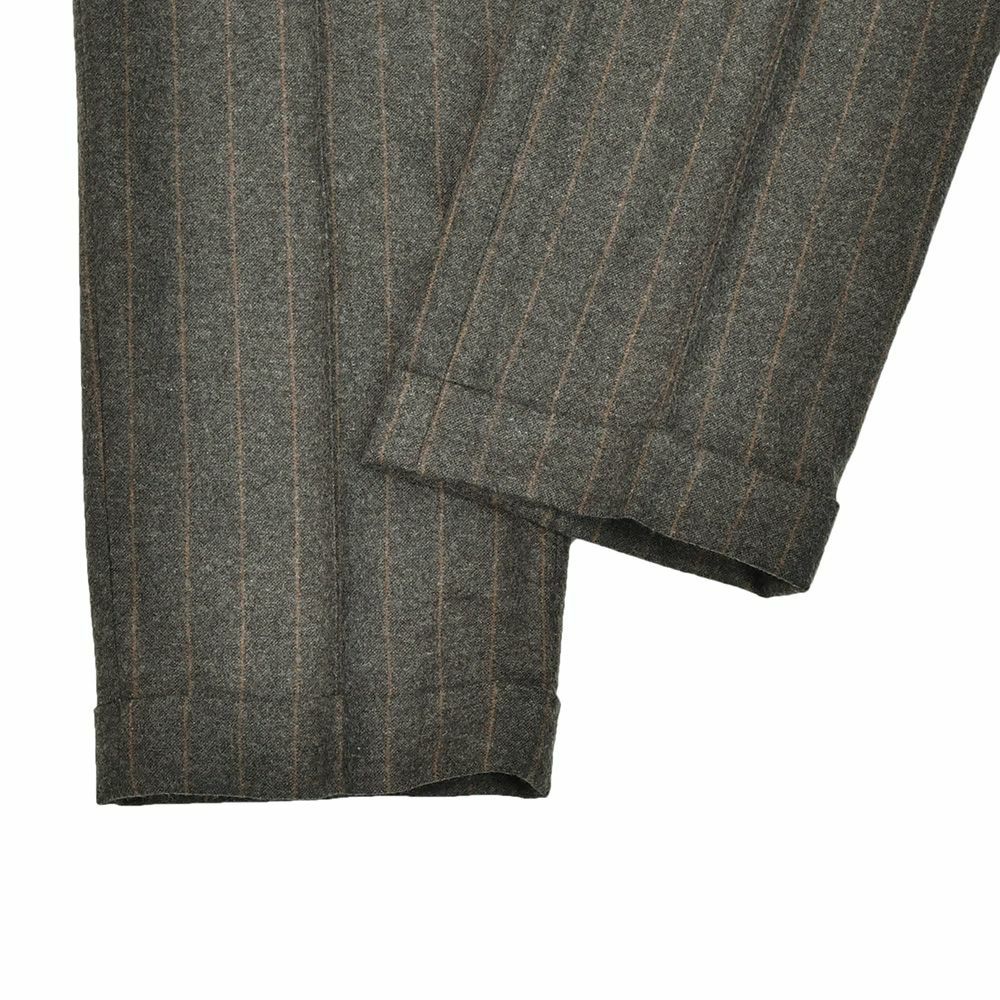 ブリリアBRIGLIA1949イージースラックスメンズストライプ柄パンツMONTREALPモントレアルアクティブメリノウールチャコール×ブラウンリラックステーパードバックシャーリング仕様国内正規品でらでら公式ブランド