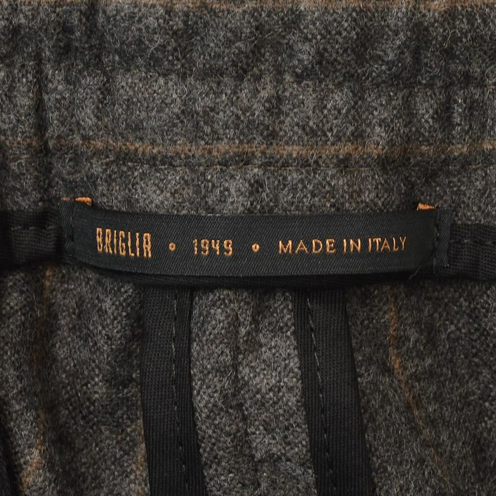 ブリリアBRIGLIA1949イージースラックスメンズストライプ柄パンツMONTREALPモントレアルアクティブメリノウールチャコール×ブラウンリラックステーパードバックシャーリング仕様国内正規品でらでら公式ブランド