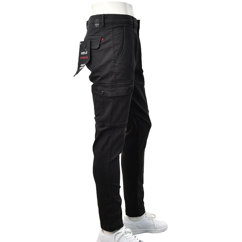 リプレイREPLAYカーゴパンツメンズストレッチパンツJAANモデルHyperflexハイパーフレックスシリーズブラック黒10.5オンススリムフィット国内正規品でらでら公式ブランド
