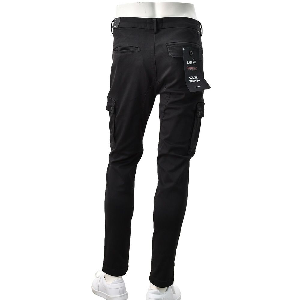 リプレイREPLAYカーゴパンツメンズストレッチパンツJAANモデルHyperflexハイパーフレックスシリーズブラック黒10.5オンススリムフィット国内正規品でらでら公式ブランド