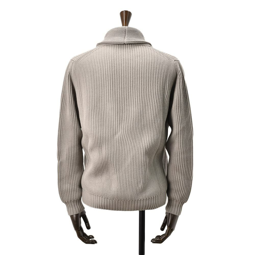 フィリッポデローレンティスFILIPPODELAURENTIISショールカラーカーディガンメンズリブ編みミドルゲージニットエクストラファインメリノウールグレージュ長袖スリムフィット7ゲージ国内正規品でらでら公式ブランド