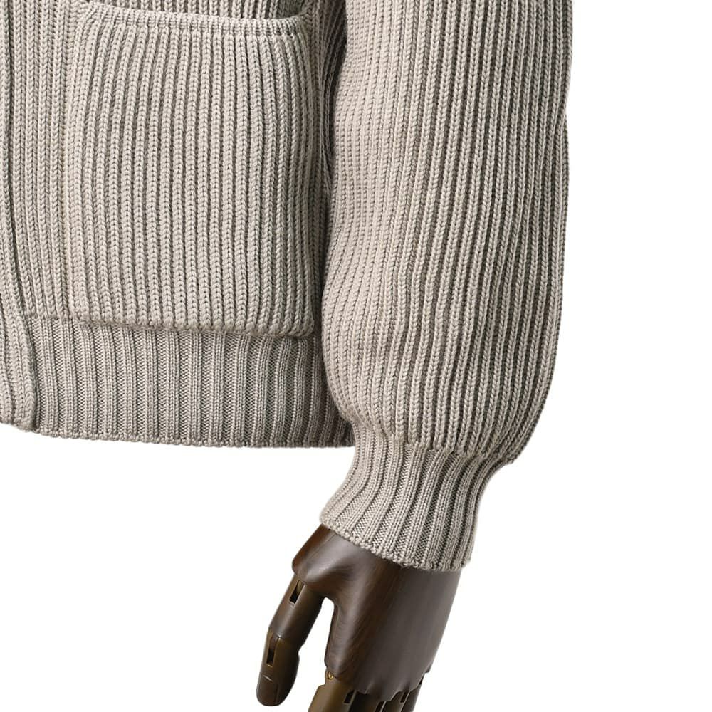 フィリッポデローレンティスFILIPPODELAURENTIISショールカラーカーディガンメンズリブ編みミドルゲージニットエクストラファインメリノウールグレージュ長袖スリムフィット7ゲージ国内正規品でらでら公式ブランド