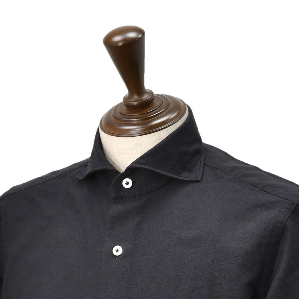 ジャンネットGIANNETTO長袖シャツメンズロイヤルオックスフォード生地スリムフィットSLIMFITブラック黒ホリゾンタル襟コットン100％イタリア製国内正規品でらでら公式ブランド