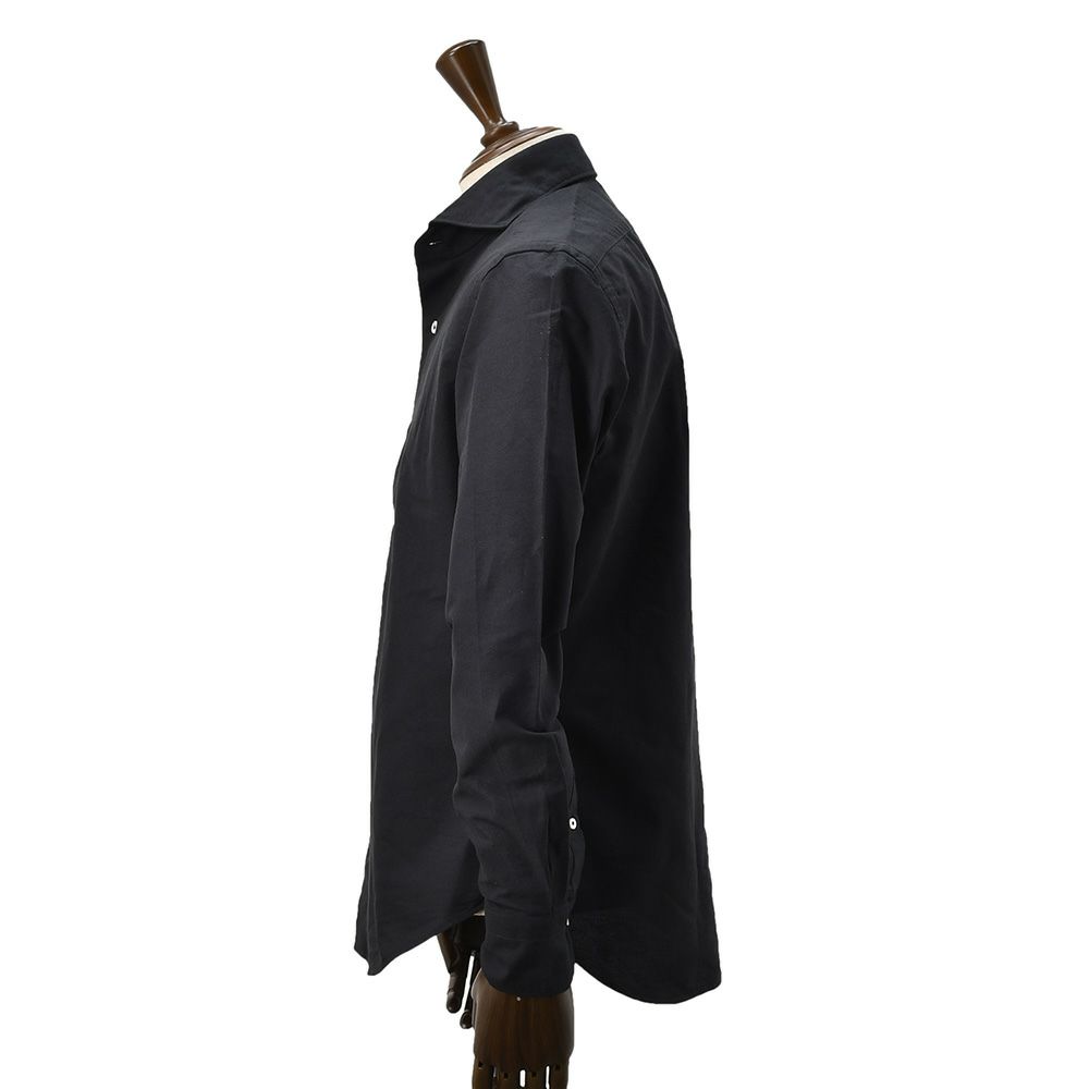 ジャンネットGIANNETTO長袖シャツメンズロイヤルオックスフォード生地スリムフィットSLIMFITブラック黒ホリゾンタル襟コットン100％イタリア製国内正規品でらでら公式ブランド