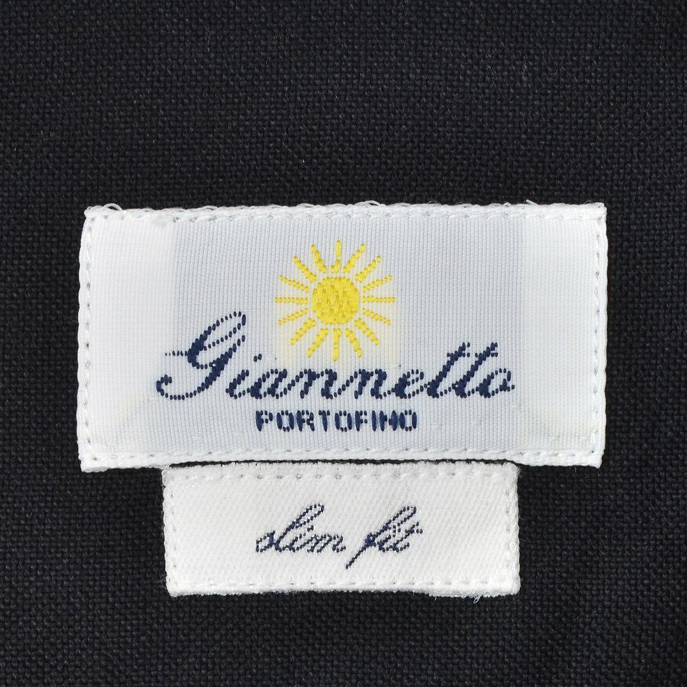 ジャンネットGIANNETTO長袖シャツメンズロイヤルオックスフォード生地スリムフィットSLIMFITブラック黒ホリゾンタル襟コットン100％イタリア製国内正規品でらでら公式ブランド