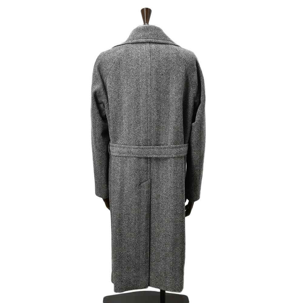 【ポイント8倍11/119:59まで】イーヴォHEVOベルテッドコートメンズタイロッケンBRINDISIブリンディジダブルブレストへリンボン柄ウールブラック×ホワイトラグランスリーブリラックスフィット国内正規品でらでら公式ブランド