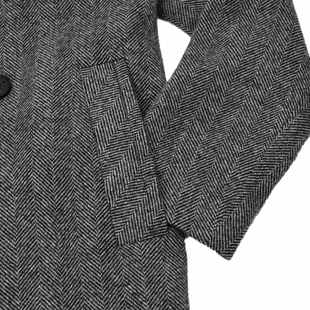 【ポイント8倍11/119:59まで】イーヴォHEVOベルテッドコートメンズタイロッケンBRINDISIブリンディジダブルブレストへリンボン柄ウールブラック×ホワイトラグランスリーブリラックスフィット国内正規品でらでら公式ブランド