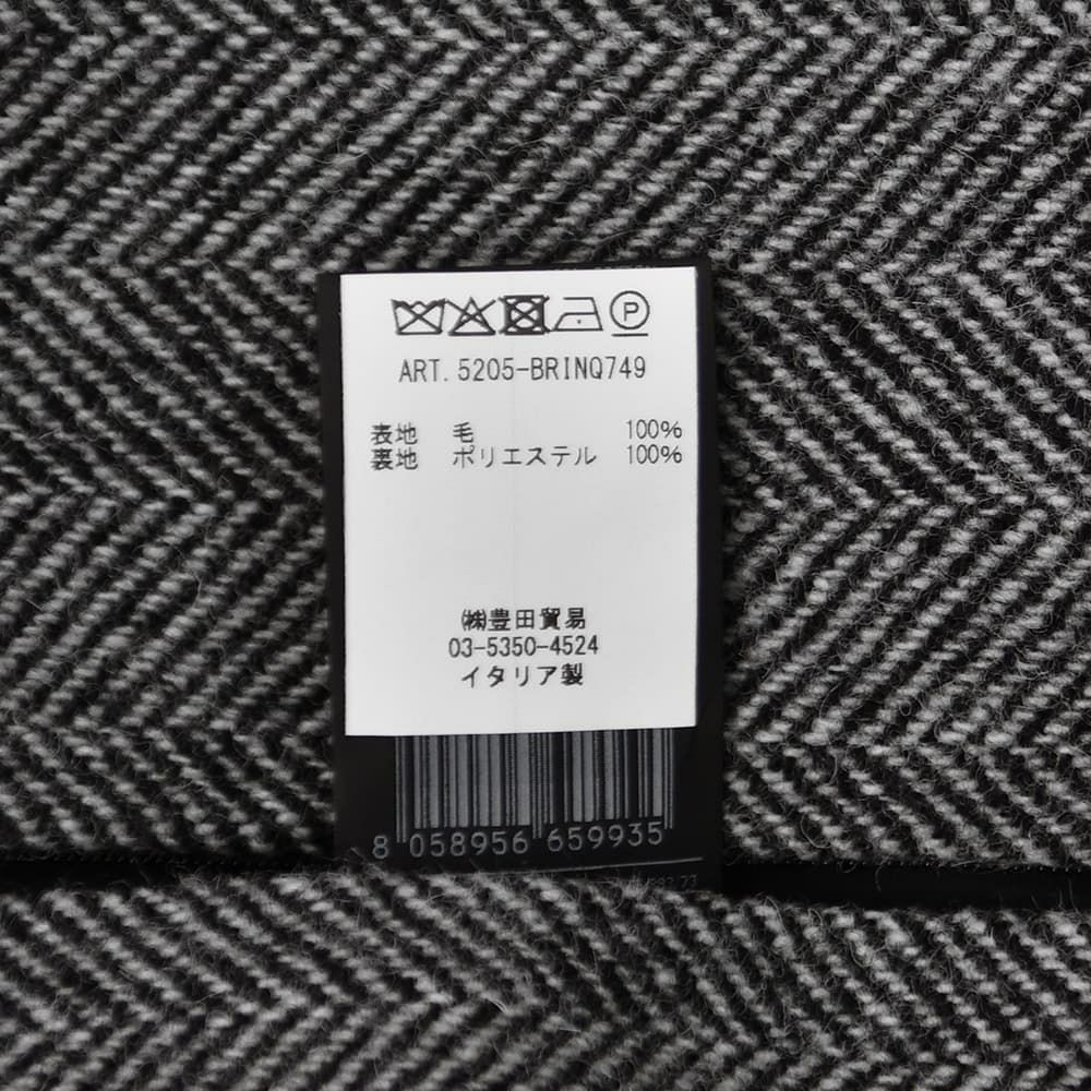 【ポイント8倍11/119:59まで】イーヴォHEVOベルテッドコートメンズタイロッケンBRINDISIブリンディジダブルブレストへリンボン柄ウールブラック×ホワイトラグランスリーブリラックスフィット国内正規品でらでら公式ブランド