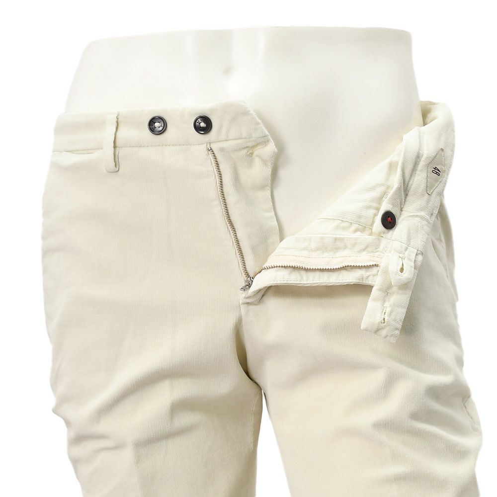 ブリリアBRIGLIA1949細畝コーデュロイパンツメンズコットンスラックスBG03モデルアイボリー白ノープリーツテーパードシルエット3点留めフロント国内正規品でらでら公式ブランド