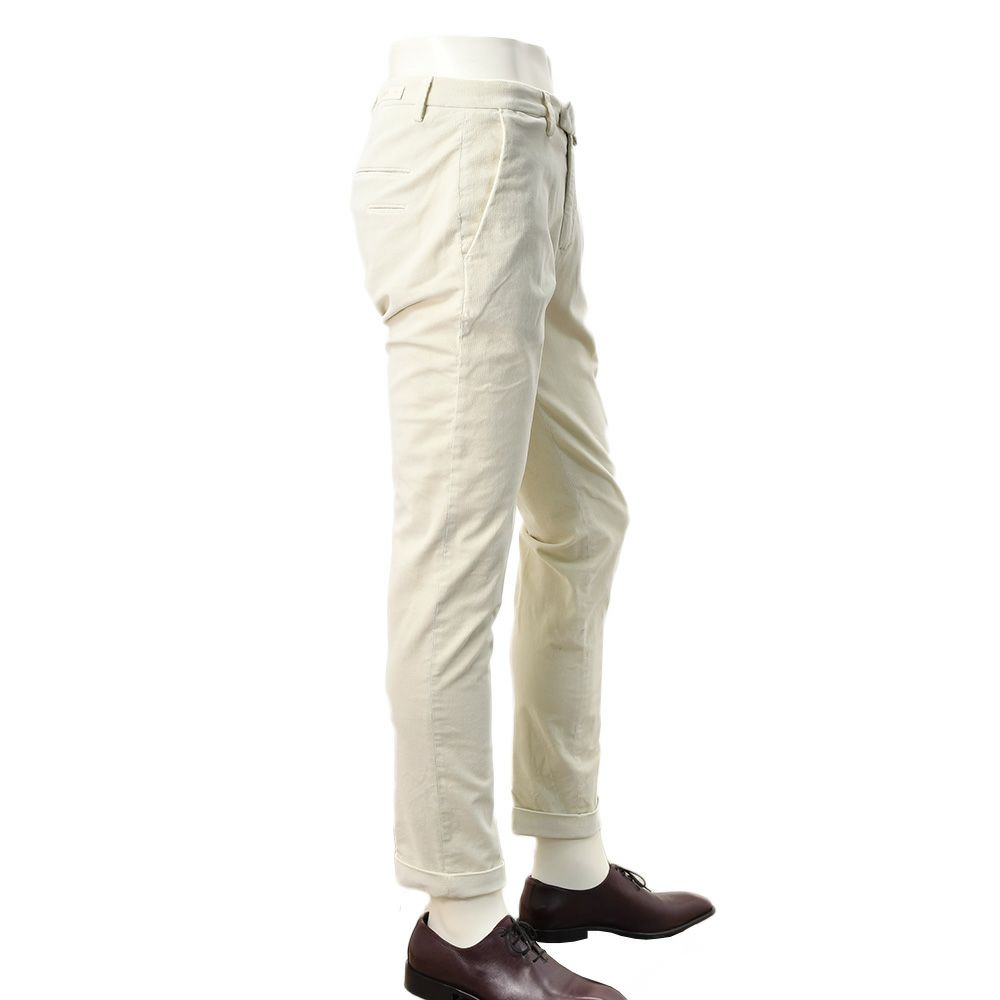 ブリリアBRIGLIA1949細畝コーデュロイパンツメンズコットンスラックスBG03モデルアイボリー白ノープリーツテーパードシルエット3点留めフロント国内正規品でらでら公式ブランド