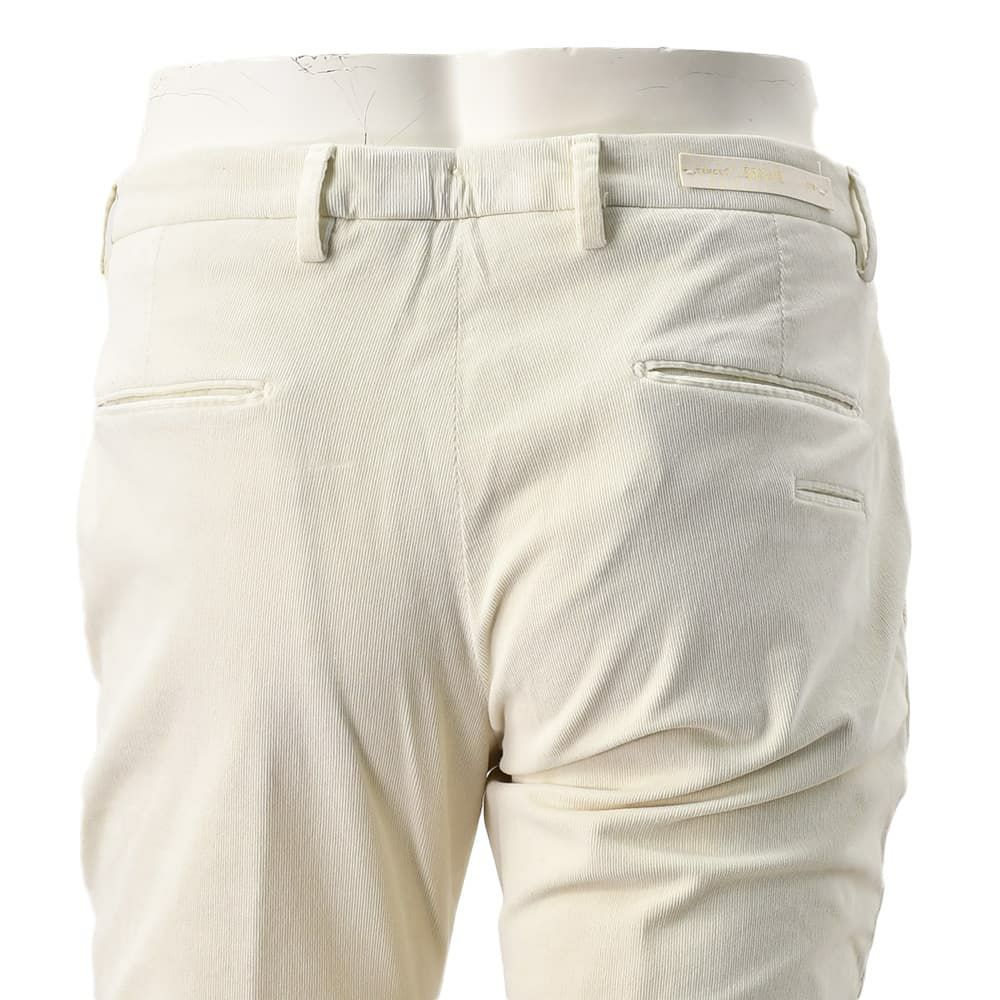 ブリリアBRIGLIA1949細畝コーデュロイパンツメンズコットンスラックスBG03モデルアイボリー白ノープリーツテーパードシルエット3点留めフロント国内正規品でらでら公式ブランド