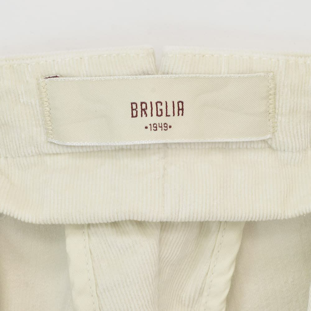 ブリリアBRIGLIA1949細畝コーデュロイパンツメンズコットンスラックスBG03モデルアイボリー白ノープリーツテーパードシルエット3点留めフロント国内正規品でらでら公式ブランド