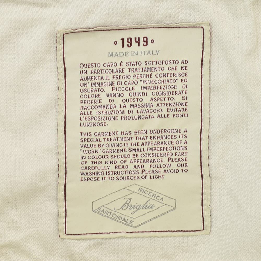 ブリリアBRIGLIA1949細畝コーデュロイパンツメンズコットンスラックスBG03モデルアイボリー白ノープリーツテーパードシルエット3点留めフロント国内正規品でらでら公式ブランド