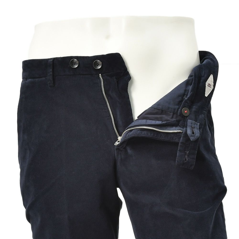 ブリリアBRIGLIA1949細畝コーデュロイパンツメンズコットンスラックスBG03モデルネイビー紺ノープリーツテーパードシルエット3点留めフロント国内正規品でらでら公式ブランド