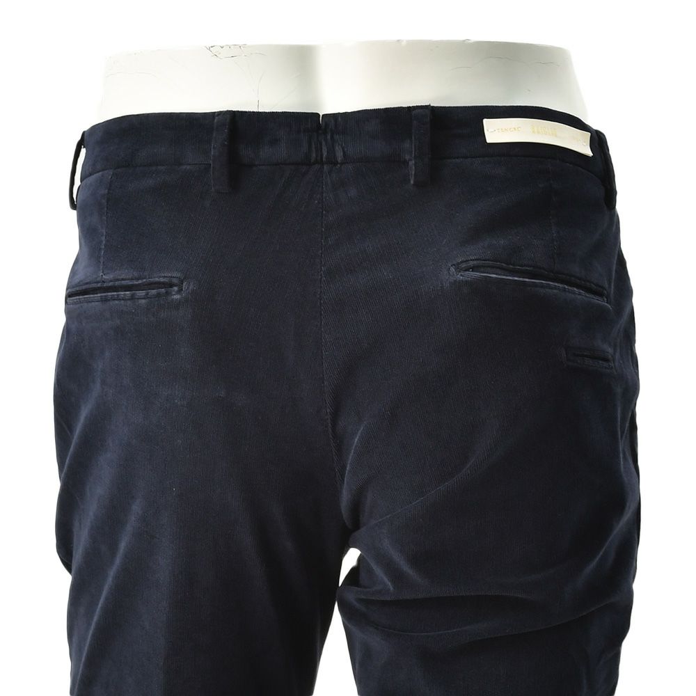 ブリリアBRIGLIA1949細畝コーデュロイパンツメンズコットンスラックスBG03モデルネイビー紺ノープリーツテーパードシルエット3点留めフロント国内正規品でらでら公式ブランド