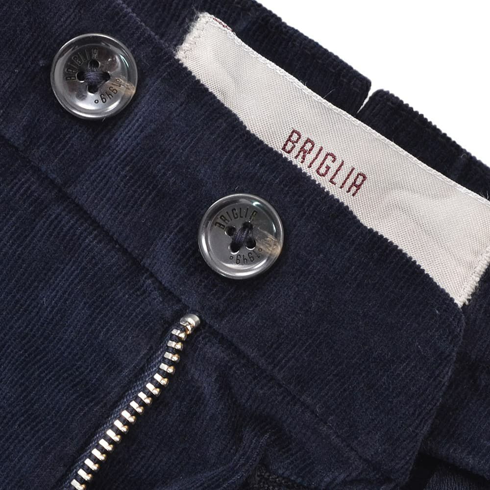ブリリアBRIGLIA1949細畝コーデュロイパンツメンズコットンスラックスBG03モデルネイビー紺ノープリーツテーパードシルエット3点留めフロント国内正規品でらでら公式ブランド