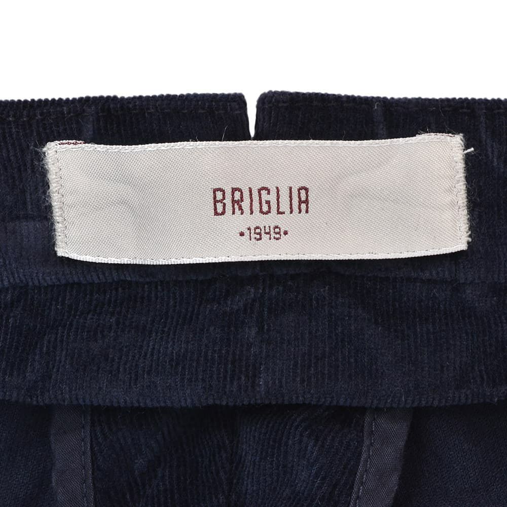 ブリリアBRIGLIA1949細畝コーデュロイパンツメンズコットンスラックスBG03モデルネイビー紺ノープリーツテーパードシルエット3点留めフロント国内正規品でらでら公式ブランド