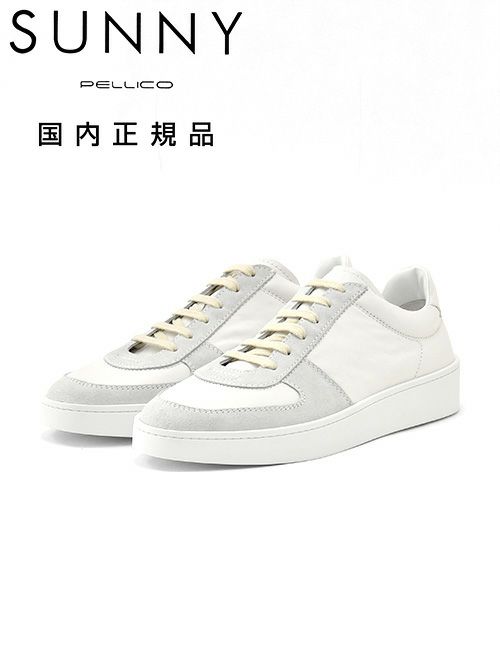 ペリーコサニーPELLICOSUNNYレザースニーカーメンズレースアップシューズM009モデルゴートレザーホワイト白ジャーマントレーナーTRAVISトラヴィスソール国内正規品でらでら公式ブランド