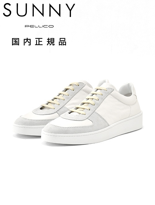 ペリーコサニーPELLICOSUNNYレザースニーカーメンズレースアップシューズM009モデルゴートレザーホワイト白ジャーマントレーナーTRAVISトラヴィスソール国内正規品でらでら公式ブランド