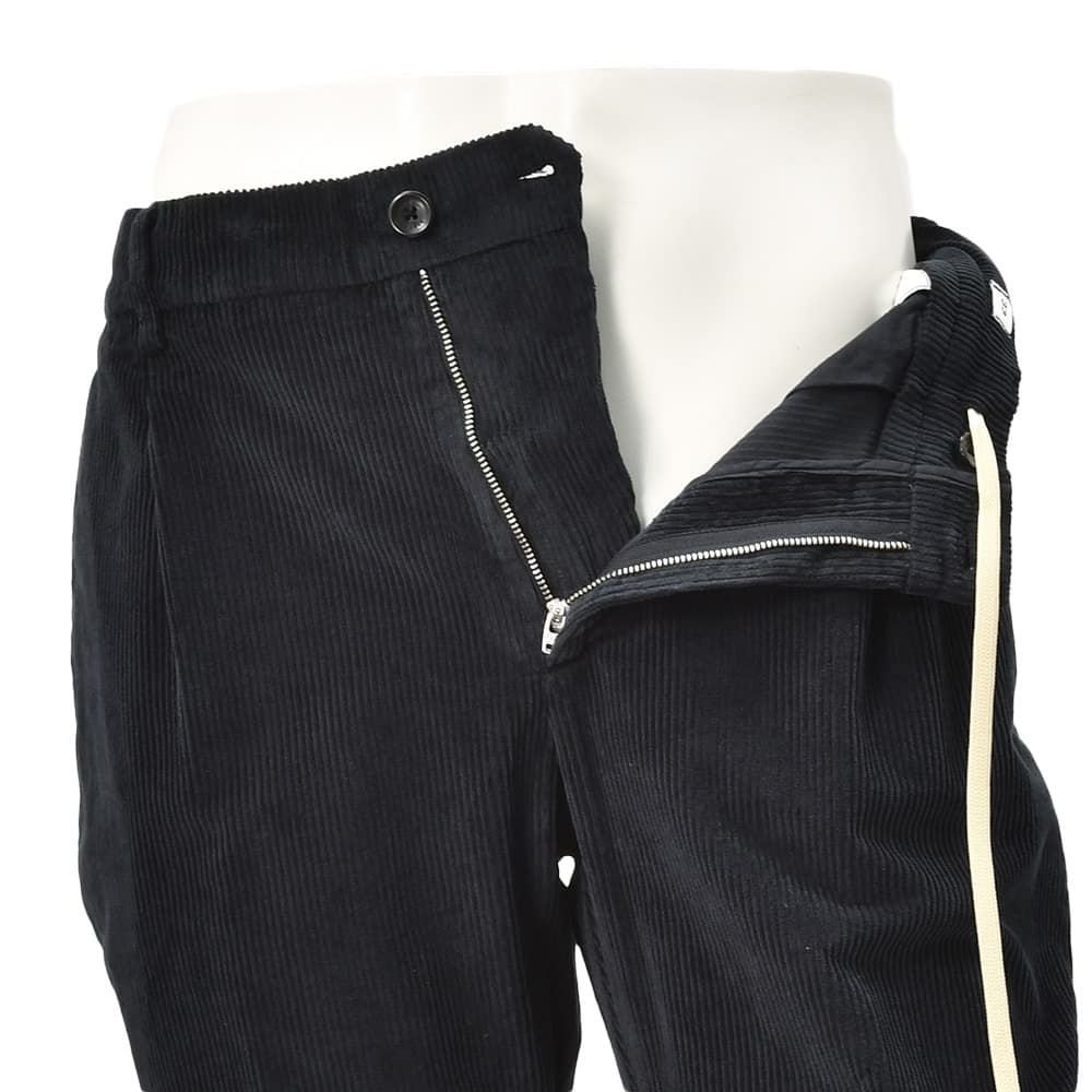 ビーエイブルBEABLEコーデュロイパンツメンズRICCARDOリッカルドストレッチコーデュロイブラック黒1プリーツジップフライ国内正規品でらでら公式ブランド