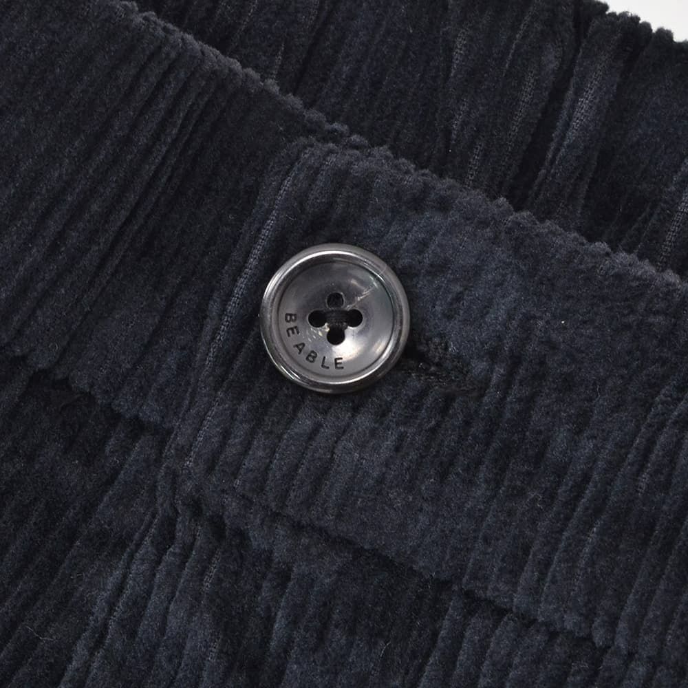 ビーエイブルBEABLEコーデュロイパンツメンズRICCARDOリッカルドストレッチコーデュロイブラック黒1プリーツジップフライ国内正規品でらでら公式ブランド