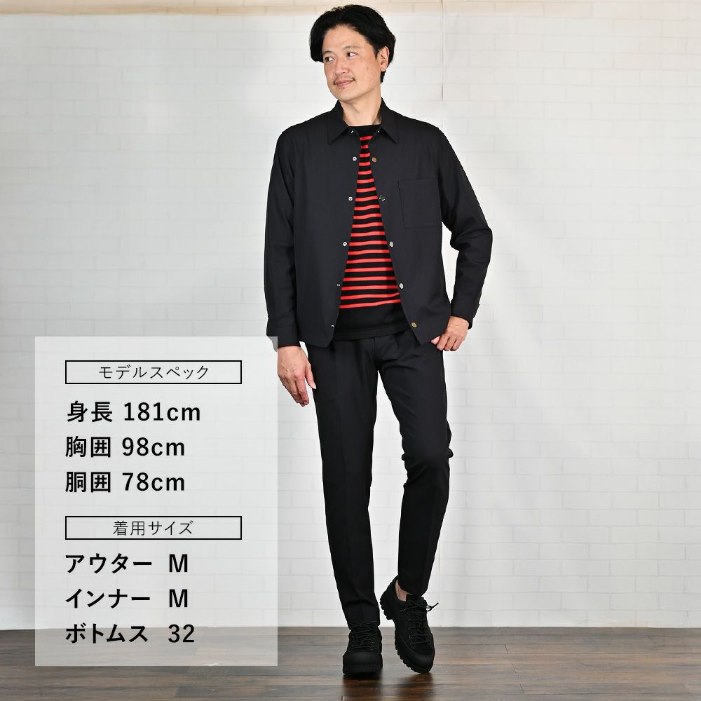 ビーエイブルBEABLEイージーパンツメンズRICCARDOリッカルドストレッチナイロンブラック黒1プリーツジップフライ国内正規品でらでら公式ブランド