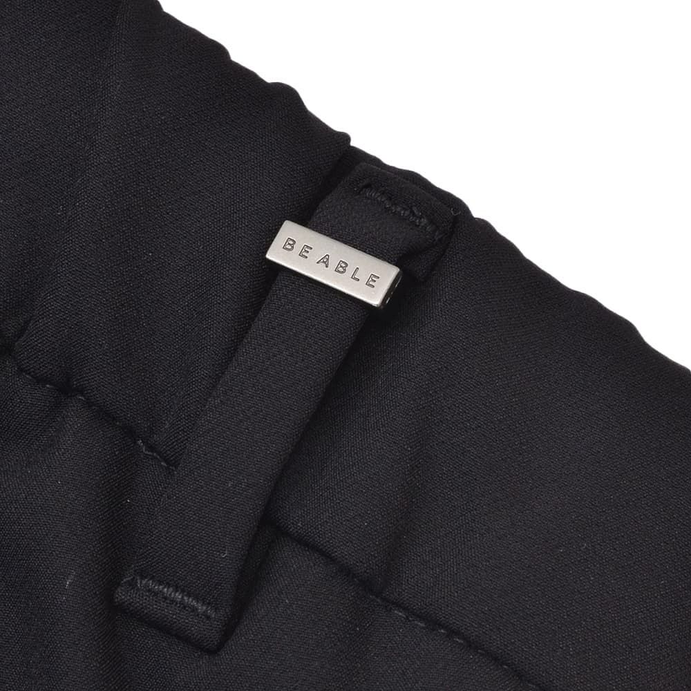 ビーエイブルBEABLEイージーパンツメンズRICCARDOリッカルドストレッチナイロンブラック黒1プリーツジップフライ国内正規品でらでら公式ブランド