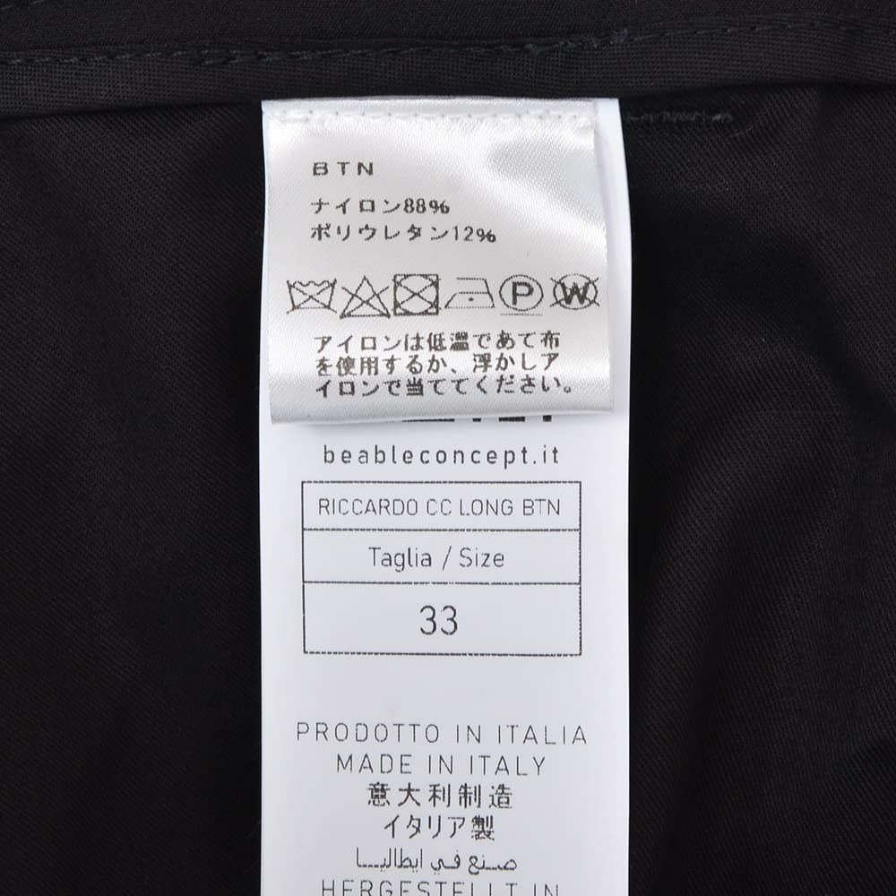 ビーエイブルBEABLEイージーパンツメンズRICCARDOリッカルドストレッチナイロンブラック黒1プリーツジップフライ国内正規品でらでら公式ブランド