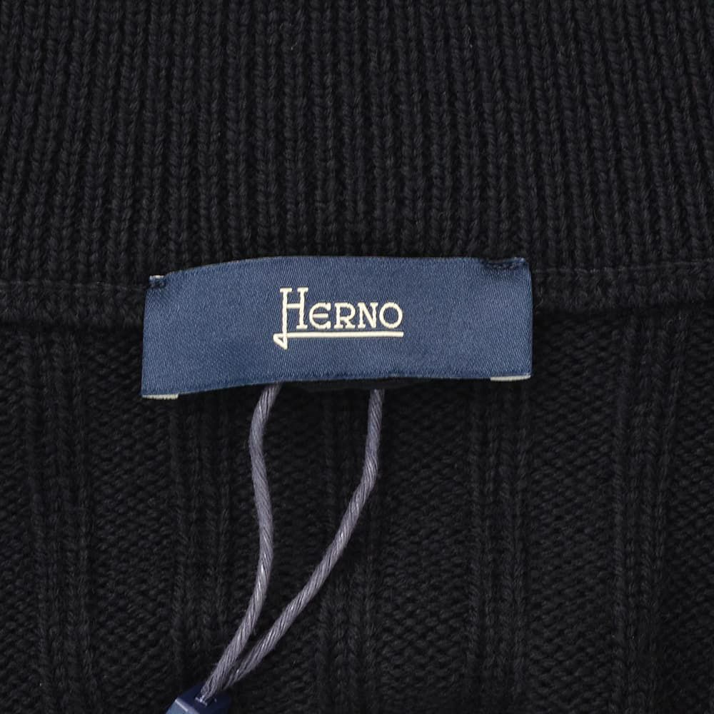 【ポイント8倍11/119:59まで】ヘルノHERNOハイブリッドダウンメンズダウンジャケットフィッシャーマンリブブラック黒切り替えデザイン後身頃ニットスタンドネックシルバーパーツ国内正規品でらでら公式ブランド