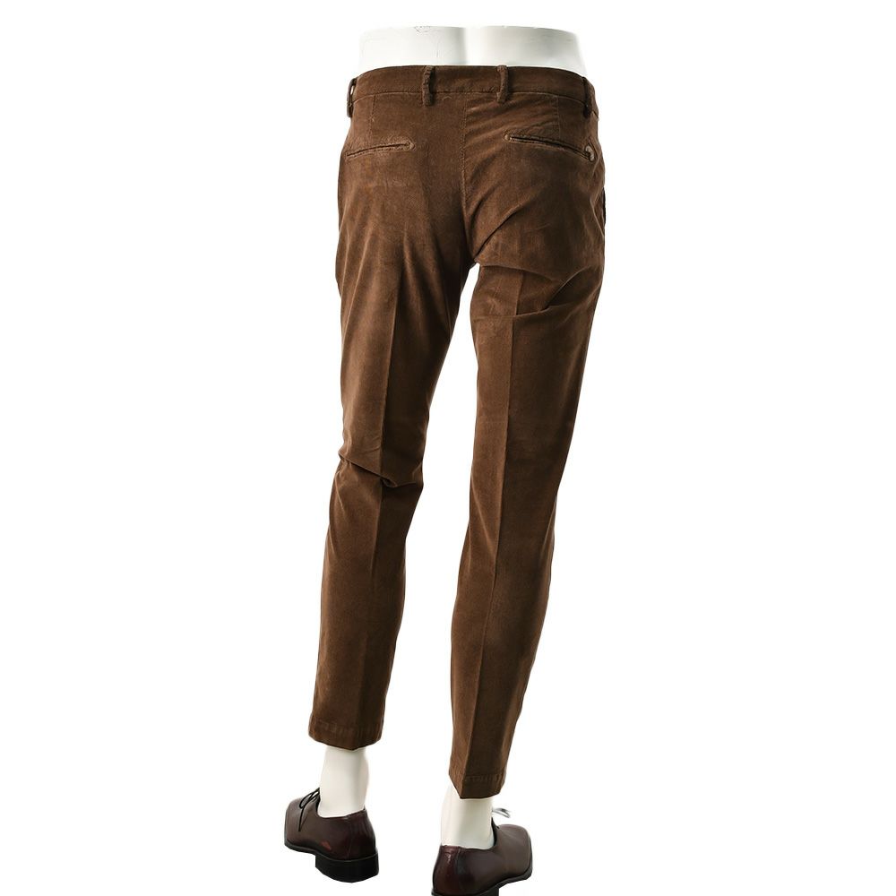 アントレアミENTREAMIS細畝コーデュロイパンツメンズコットンスラックス8188モデルブラウン茶スリムテーパードガーメントダイアイコンパッチ国内正規品でらでら公式ブランド