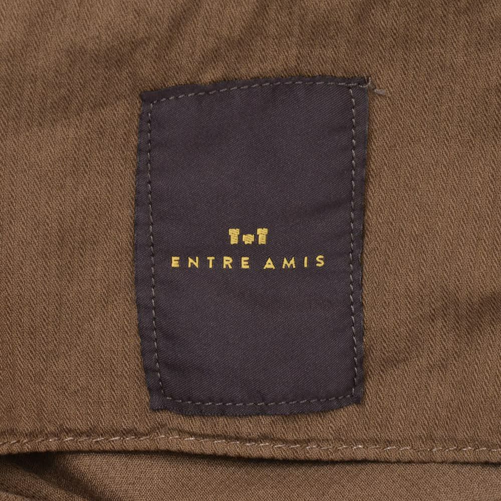 アントレアミENTREAMIS細畝コーデュロイパンツメンズコットンスラックス8188モデルブラウン茶スリムテーパードガーメントダイアイコンパッチ国内正規品でらでら公式ブランド